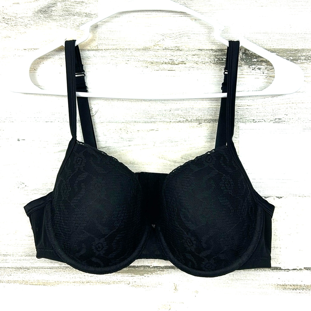 Cacique Womens 38C Black Lace Balconette Underwire Bra Lingerie NEW Lux